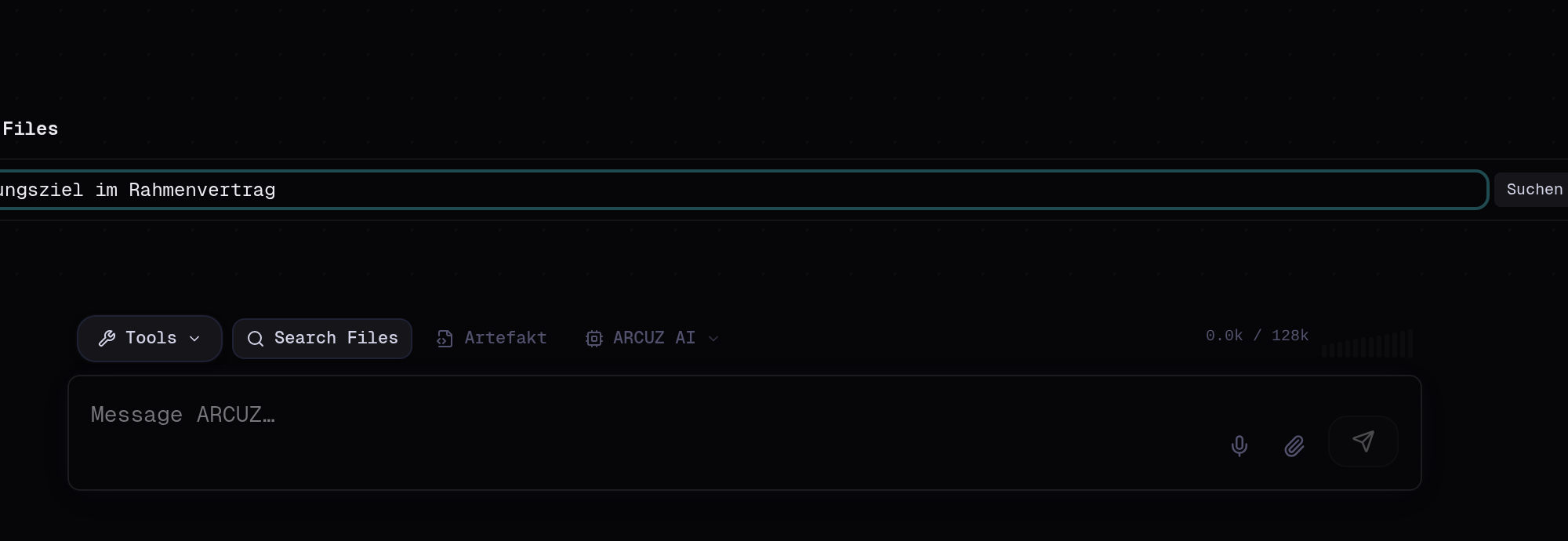 Document search panel above the chat input